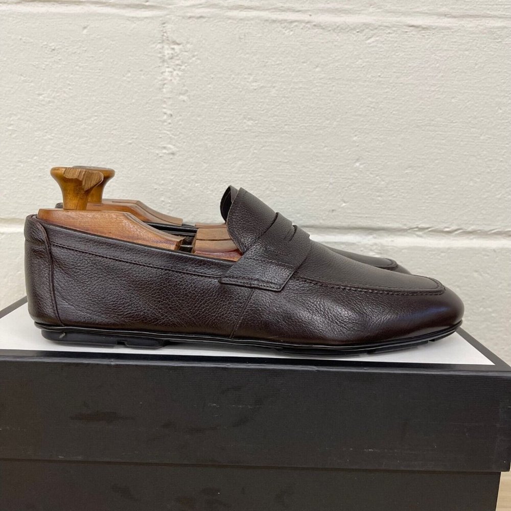 Salvatore Ferragamo Dark Brown Leather Penny Loafers